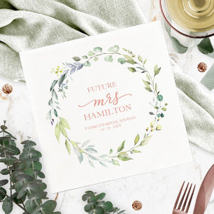 Cute Greenery Eucalyptus Wreath Bridal Shower Napkin