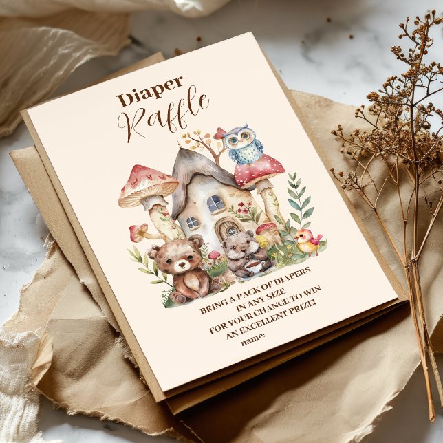 Cute greenery forest animals Diapper Raffle Enclosure Card (Creator Uploaded)