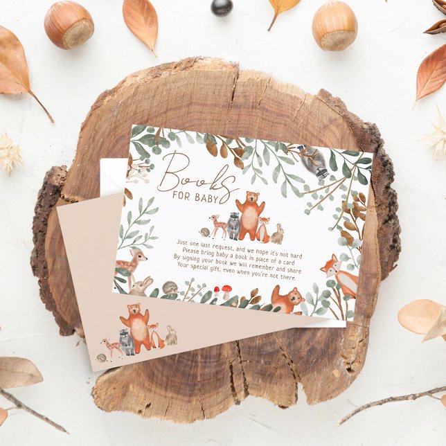 Cute greenery forest animals woodland bring a book enclosure card (Creator Uploaded)