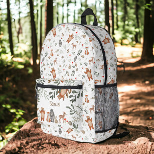 Cute greenery forest animals woodland pattern printed backpack
