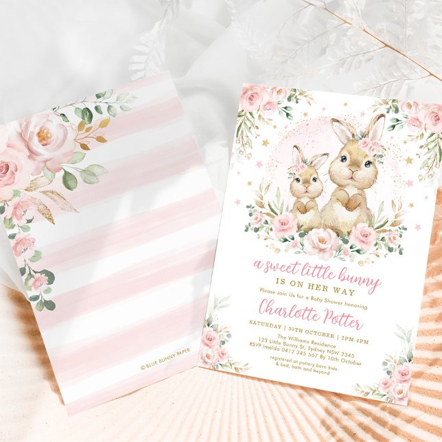 Cute Greenery Rabbit Easter Bunny Birthday Party I Invitation (Creator Uploaded)