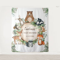 Cute Greenery Woodland Forest Animals Baby Shower