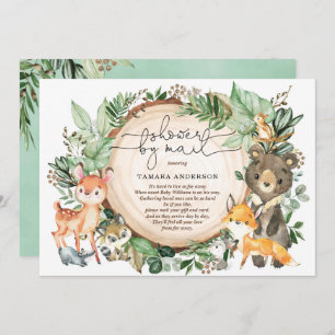 Cute Greenery Woodland Long Distance Baby Shower Invitation