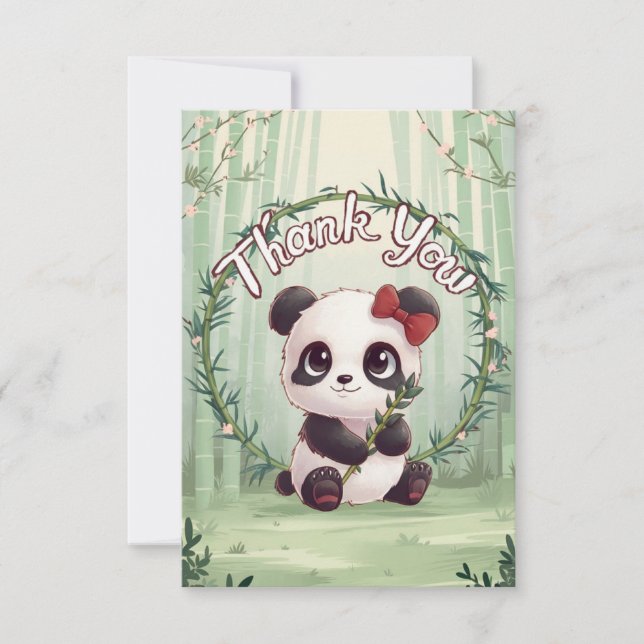 Cute Greeting Panda Thank You Card (Front)