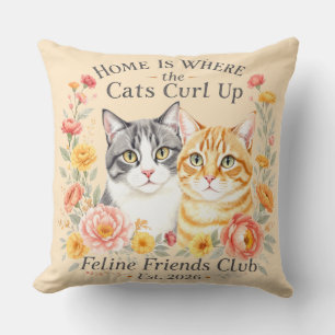 Cute Grey and Orange Tabby Cat Lovers Design Cushion