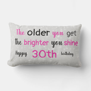 Cute grey and pink 30th birthday lumbar cushion