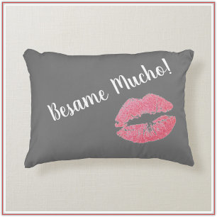 Cute Grey and Pink Kiss Me Decorative Cushion