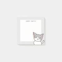 Cute Grey and White Cat Personalised