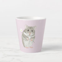 Cute Grey and White Hamster Holding a Flower