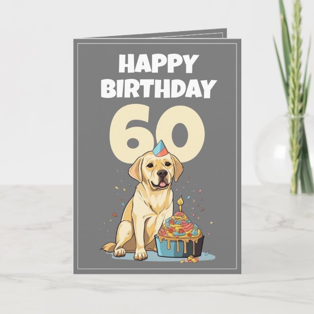 Cute Grey and White Lab Husband 60th Birthday Card (Front)