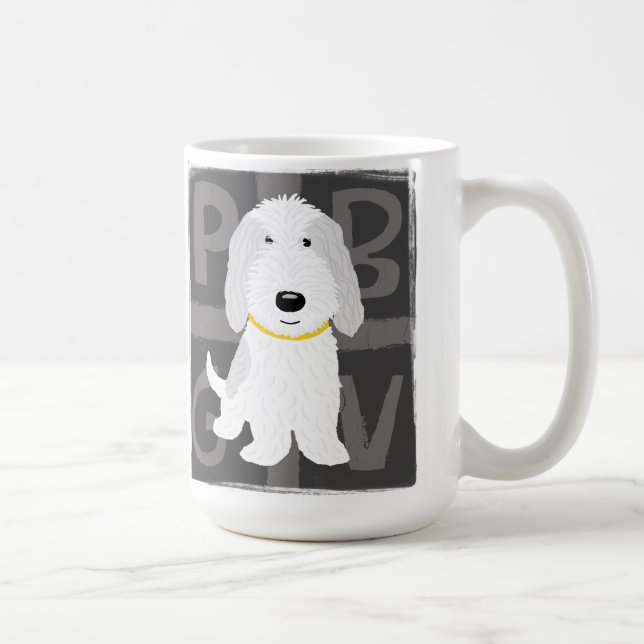 Cute Grey and White PBGV Cartoon Dog Coffee Mug (Right)