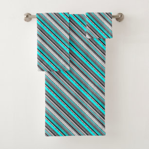 Cute grey aqua aztec patterns bath towel set