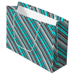 Cute grey aqua aztec patterns large gift bag
