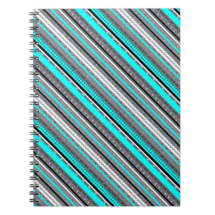 Cute grey aqua aztec patterns spiral notebook