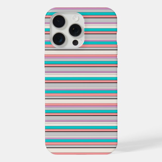 Cute grey aqua stripes iPhone case (Back)
