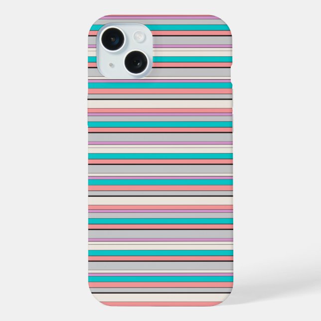 Cute grey aqua stripes iPhone case (Back)