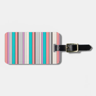 Cute grey aqua stripes luggage tag