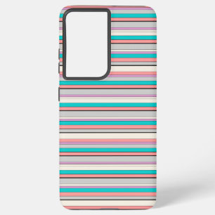 Cute grey aqua stripes samsung galaxy case