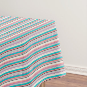 Cute grey aqua stripes tablecloth