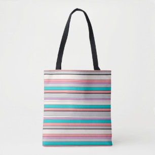 Cute grey aqua stripes tote bag