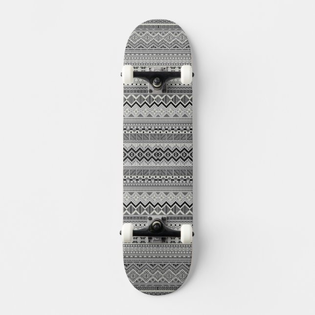 Cute grey aztec patterns design skateboard (Front)