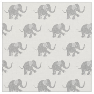 Cute Grey Baby Elephant Pattern Fabric