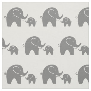 Cute grey baby elephant pattern fabric DIY textile