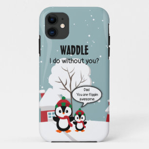 Cute Grey Baby Penguin In Winter Snow Case-Mate iPhone Case
