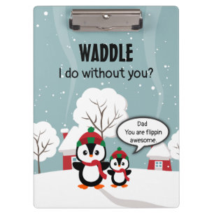 Cute Grey Baby Penguin In Winter Snow Clipboard