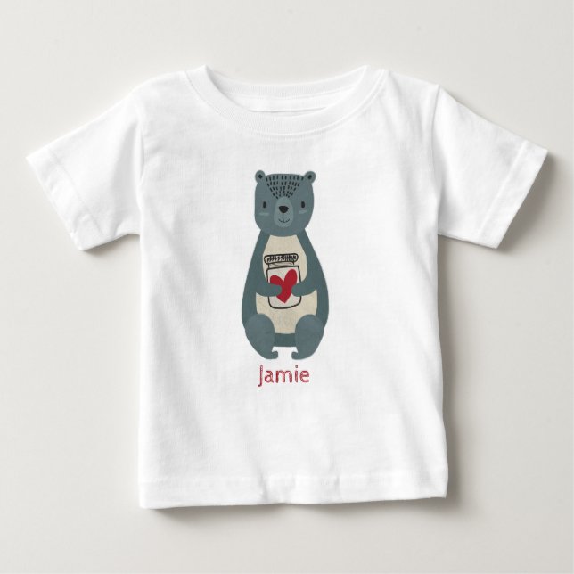 Cute Grey Bear Baby T-Shirt (Front)
