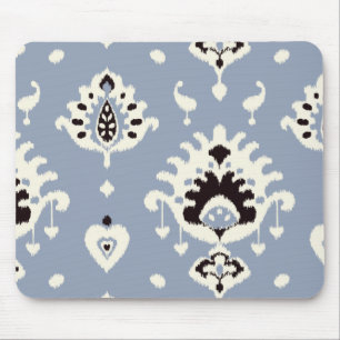 Cute grey beige ikat tribal patterns mouse pad