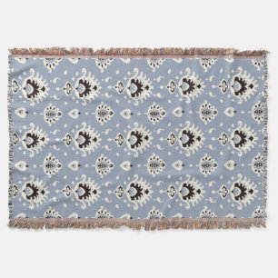 Cute grey beige ikat tribal patterns throw blanket