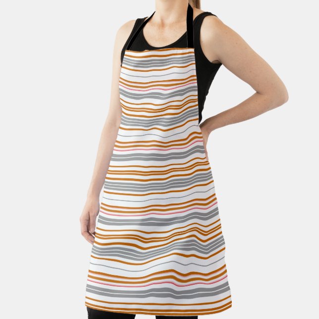 Cute grey brown stripes  apron (Insitu)