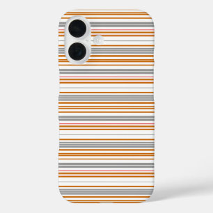 Cute grey brown stripes iPhone 16 case