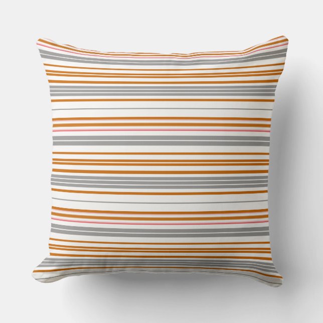 Cute grey brown stripes cushion (Front)