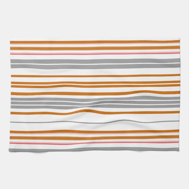 Cute grey brown stripes tea towel (Horizontal)