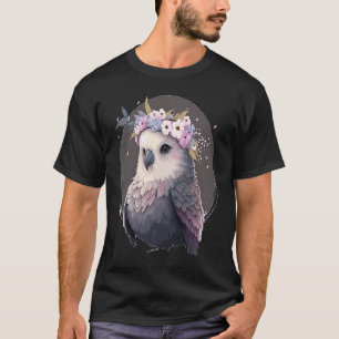 Cute Grey Budgie Parakeet Bird Flower Crown Pet Bi T-Shirt