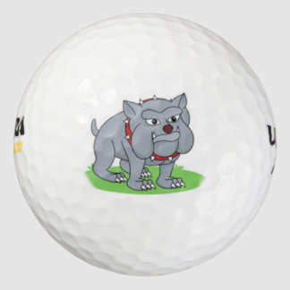 cute grey bull dog golf ball