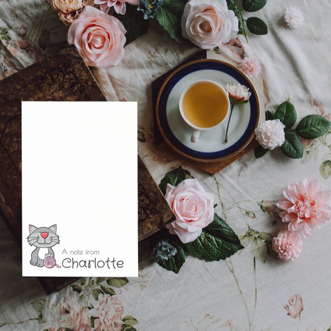 Cute grey cartoon cat name post-it notes (Creator Uploaded)