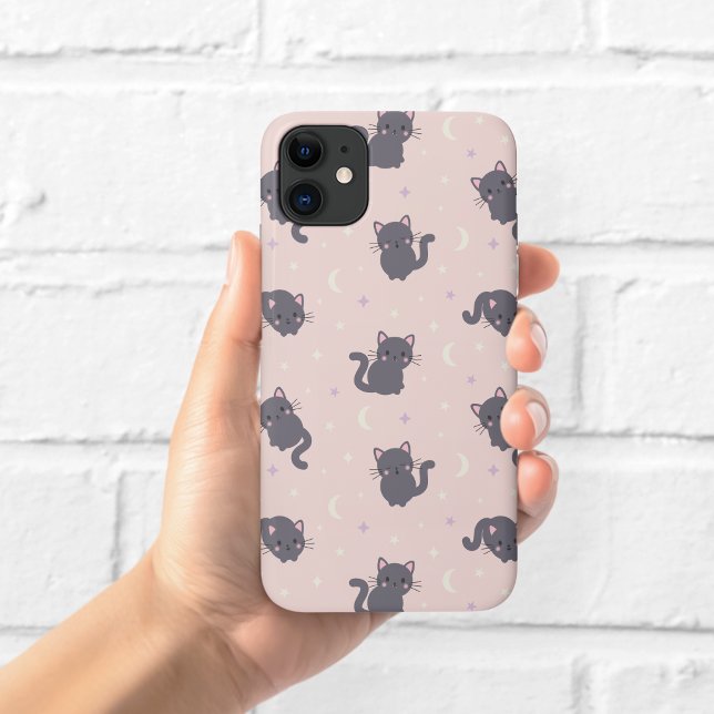 Cute Grey Cat Pink Phone Case (Creator Uploaded)