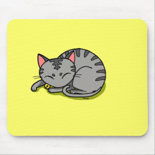 Cute grey cat sleeping mouse pad