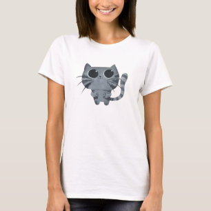 Cute Grey Cat with big black eyes T-Shirt
