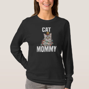 Cute grey cat with fairy lights Crazy Cat Mum T-Shirt