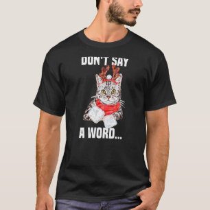 Cute Grey Cat with No Words Reindeer Costume T-Shirt