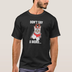 Cute Grey Cat with No Words Reindeer Costume T-Shirt