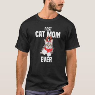 Cute grey cat with reindeer costume Best Cat Mum E T-Shirt