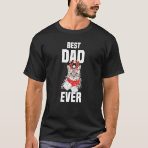 Cute grey cat with reindeer costume Best Dad Ever T-Shirt