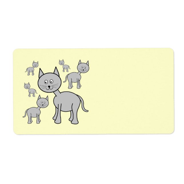 Cute Grey Cats. Cartoon on Cream. (Front)