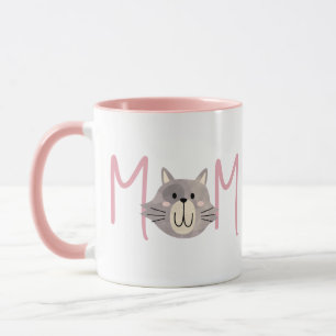 Cute Grey Cat's Mother Blush Pink Mothers Day Mug