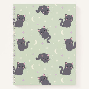 Cute Grey Cats Sage Spiral Notebook